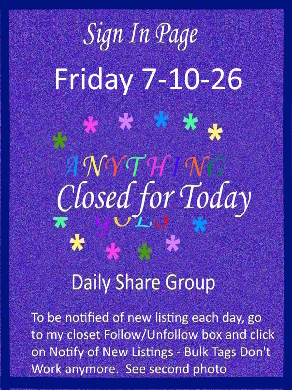 Friday 7-10-26 Anything Goes Share Group - Part One Sign In Page - Picture 1 of 12